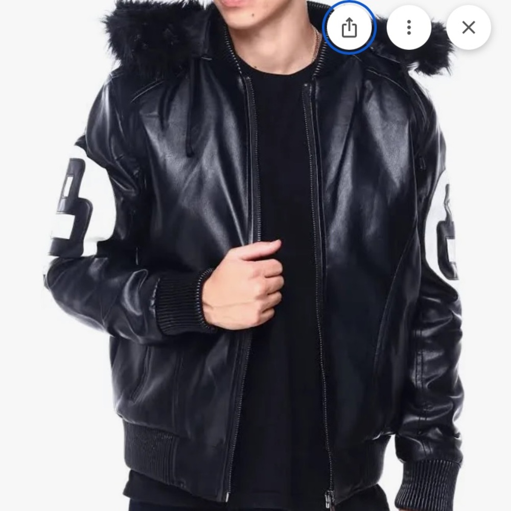 MEN’S 8 BALL LEATHER HOODIE JACKET
